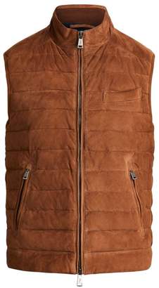 ralph lauren quilted suede vest