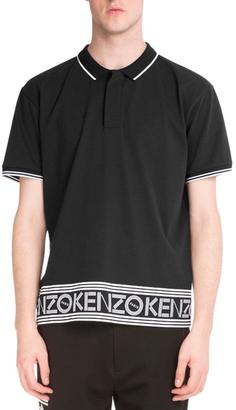 Kenzo Logo-Hem Polo Shirt w/Contrast Tipping, Black