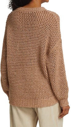 Brunello Cucinelli Virgin Wool-Blend Open-Weave Knit Sweater