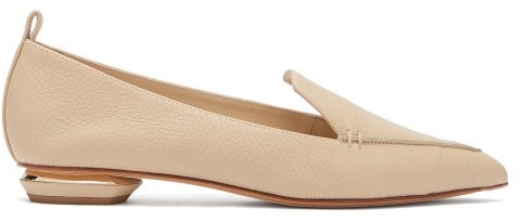 Nicholas Kirkwood Beya Grained-leather Loafers - Womens - Light Beige Nicholas Kirkwood Beya Grained-leather Loafers - Womens - Light Beige