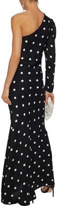 Rebecca Vallance Penelope One-sleeve Polka-dot Crepe Gown