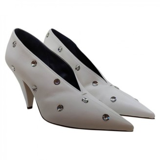 Celine Soft V Neck White Leather Heels