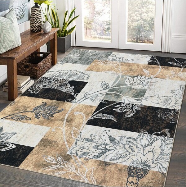 Fulvari 5x7WashableGeometricAreaRug.LowPileIndoorCarpetforFarmhouseKitchen.Bedroom.HallwayandBathroom