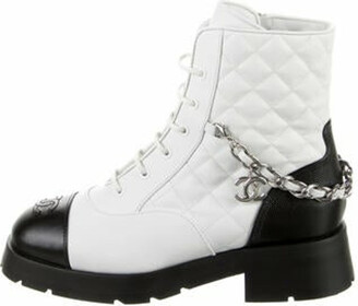 Leather ankle boots Chanel White size 37 EU in Leather - 29665063