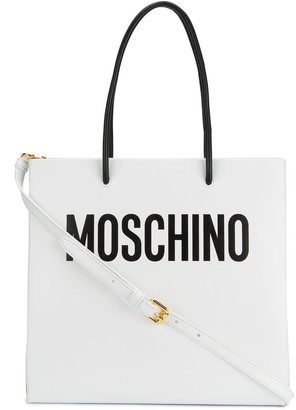 Moschino White logo print tote bag