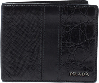 Prada Saffiano Money Clip Wallet in Black for Men