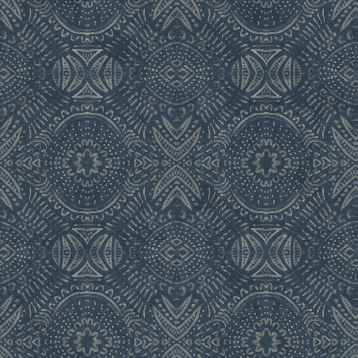 Chesapeake Java Navy Medallion Prepasted Easy Walls Wallpaper, 20.5-in by 33-ft, 56.4 sq. ft.