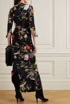 Thumbnail for your product : Preen by Thornton Bregazzi Ruched Floral-print Stretch-velvet Dress - Black
