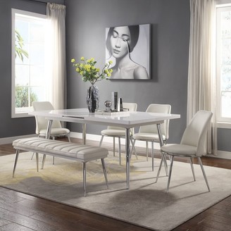 ACME Furniture ACME Weizor Dining Table in White High Gloss & Chrome