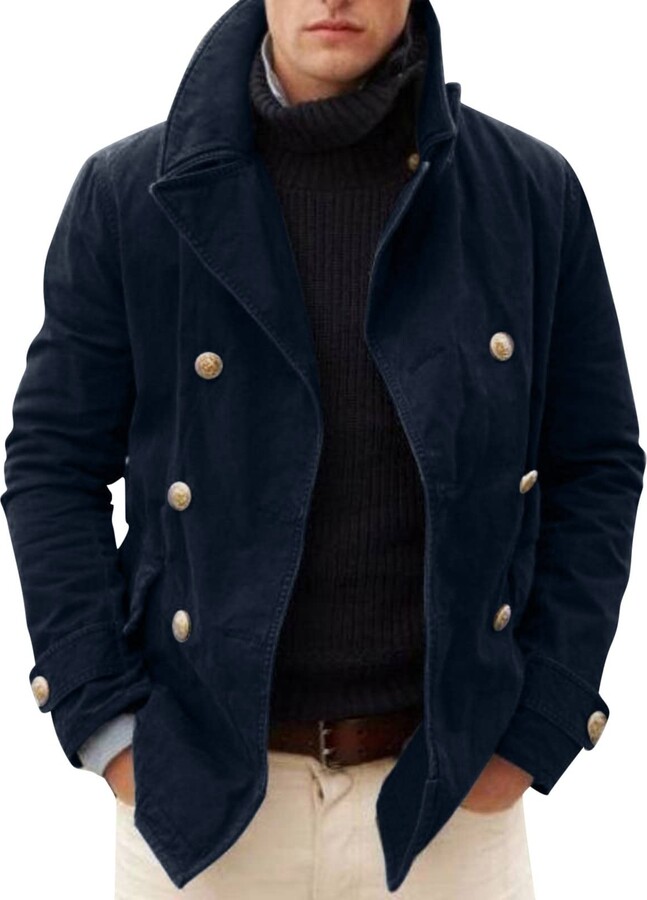 Harpily Mens Winter Coat Sale Clearance Trench Coat for Men Mid Length