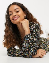 Thumbnail for your product : ASOS DESIGN petite long sleeve swing tea playsuit in floral print