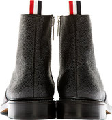 Thumbnail for your product : Thom Browne Black Pebbled Leather Chelsea Boot