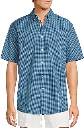 Roundtree & Yorke Roundtree Yorke Short Sleeve Small Check Poplin Sport Shirt