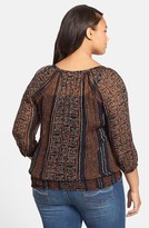 Thumbnail for your product : Lucky Brand 'Kaylee' Print Peasant Top (Plus Size)