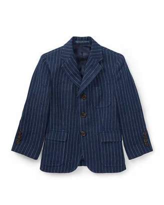 Ralph Lauren Childrenswear Linen Princeton Pinstripe Blazer, Size 4-7