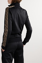 Thumbnail for your product : Fendi Jacquard-trimmed Satin-jersey Track Jacket - Black