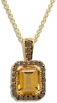 LeVian 0.28TCW Diamonds, Citrine and 14K Yellow Gold Chocolatier Pendant Necklace