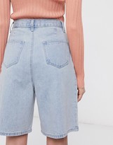 Thumbnail for your product : Lost Ink longline shorts with pleat front in vintage wash denim