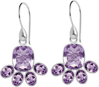 Ice 10 1/5 CT TW Amethyst Rhodium-Plated Sterling Silver Dangle Earrings
