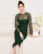 Thumbnail for your product : Lela Rose Long-Sleeve Jewel-Neck Lace Sheath Cocktail Dress