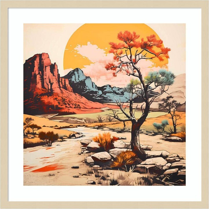 Amanti Art The Desert Path V by Walker Noble 25 in. W x 25 in. H. Wood Framed Wall Art Print Framed in Brown