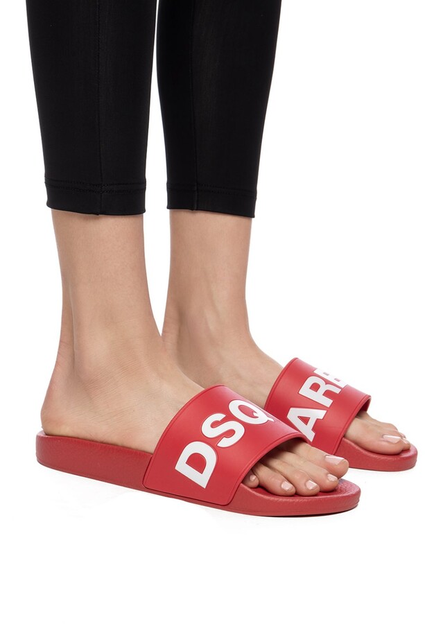 DSQUARED2 Sliders With Logo Women's Red - ShopStyle Sandals