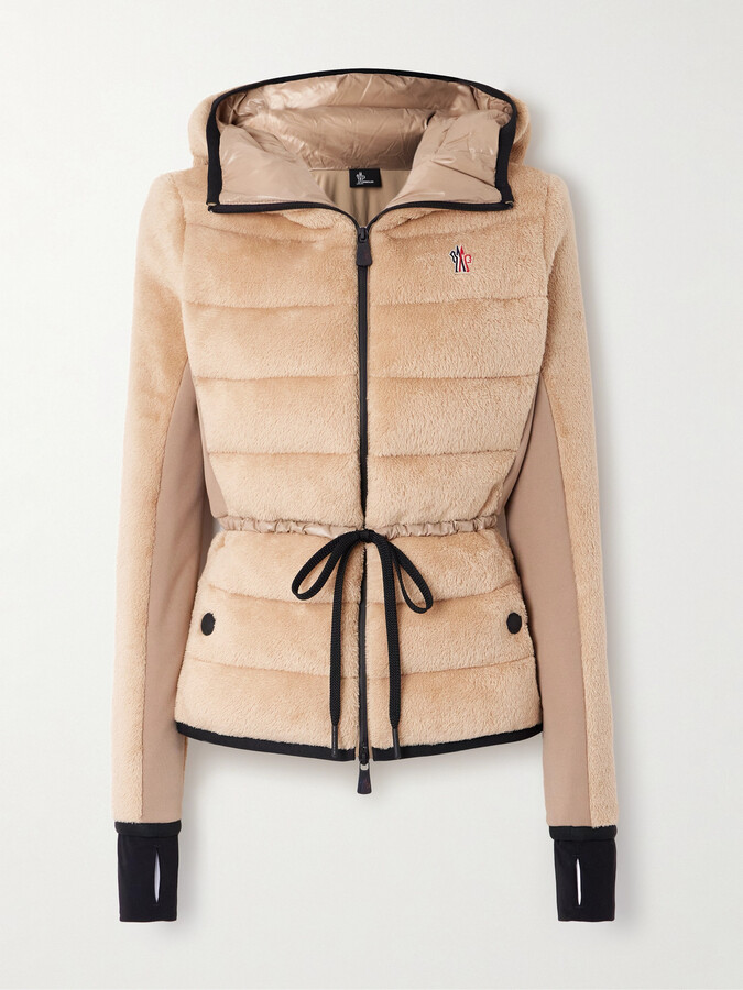 MONCLER GRENOBLE Fleece Quilted Hooded Jacket - Neutrals