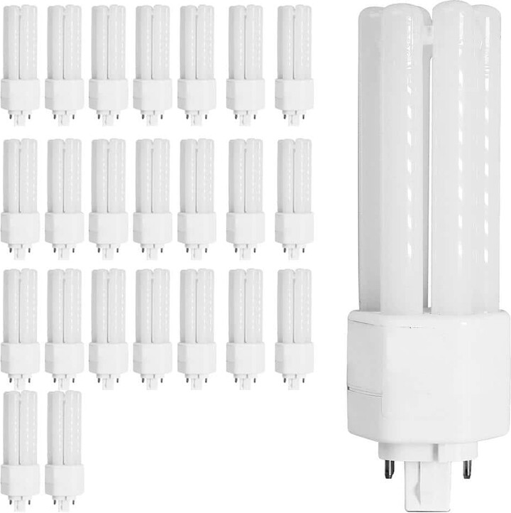 26-Watt Equivalent PL TriTube CFLNI 4-Pin Plug-In GX24Q-3 Base CFL Replacement LED Light Bulb, Soft White 2700K(24-Pack)