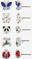 Thumbnail for your product : Mixit Hypoallergenic Silver Tone Stud Panda Bear Frog Ladybug 5 Pair Butterfly Earring Set