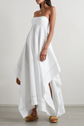 A.L.C. Blanca Asymmetric Crochet-trimmed Cotton Maxi Dress - White