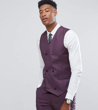 ASOS Design TALL Skinny Suit Waistcoat in 100% Wool In Dusky Purple