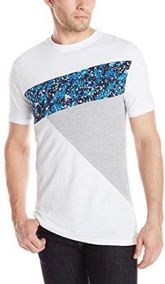 Southpole Men's Short Sleeve Cut and Sewn T-Shirt with Splash Prints in Asymmetric Style
