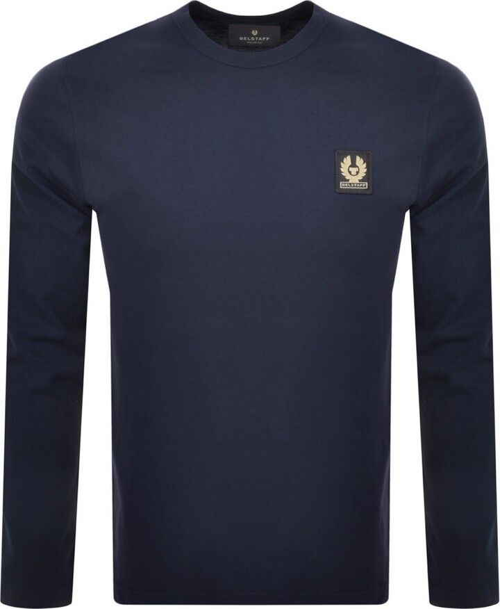 Belstaff Long Sleeve Logo T Shirt Navy