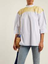 Thumbnail for your product : Jupe By Jackie Chao Yoke-embroidered Striped Cotton Top - Womens - White Stripe