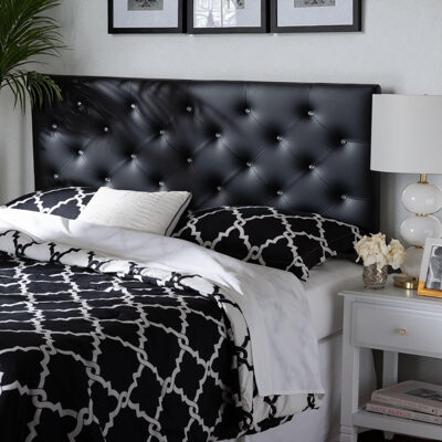 House of Hampton Musawer Faux Leather Upholstered Button Tufted Headboard