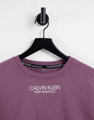 Calvin Klein Performance front logo crew neck top in gray