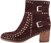 Thumbnail for your product : Laurence Dacade Studded Velvet Suede Ankle Boot, Wine Ruthenium