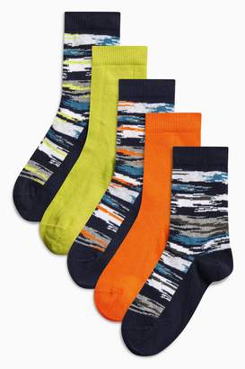 Next Boys Bright Stripe Five Pack Socks (Older)