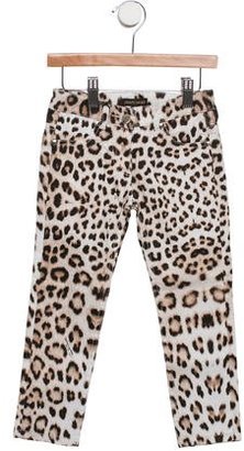 Roberto Cavalli Girls' Leopard Print Straight-Leg Pants w/ Tags