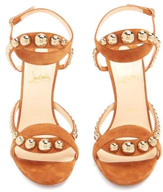 Christian Louboutin Galeria 100 Stud Embellished Suede Sandals - Womens - Tan