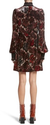 Marc Jacobs Women's Floral Velvet Mock Neck Dress