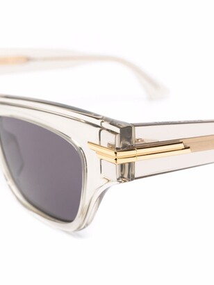Bottega Veneta Metallic Detailing Rectangle-Framed Sunglasses