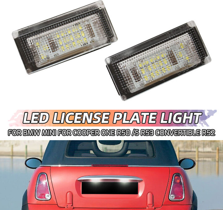 phirikes 2pcs Car 18 LED License Plate Lights Auto Replacement Accessories For BMW Mini Cooper S R53 ONE R50 2001-2006 R52 2004-2008