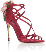 Thumbnail for your product : Dolce & Gabbana Floral-Appliqued Satin Sandals