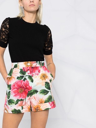 Dolce & Gabbana Floral-Print High-Waist Shorts