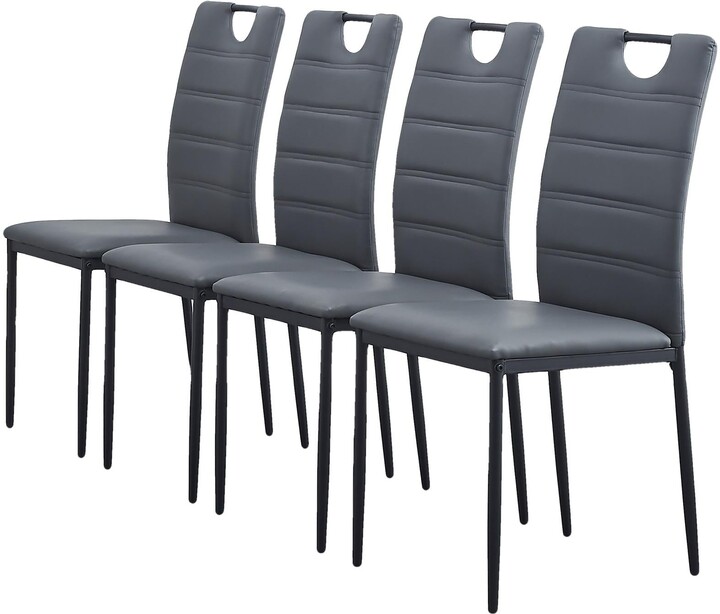 Global Pronex Set of 4 leather dining chairs with cushion and high back