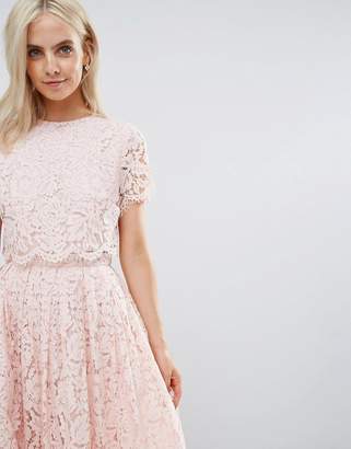 ASOS Petite Lace Crop Top Midi Prom Dress