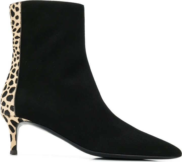 low heel leopard ankle boots