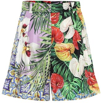 Dolce & Gabbana Floral-printed silk shorts