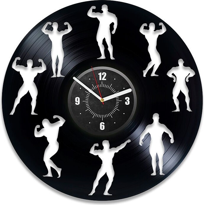 Bodybuilding Vinyl Record Round Wall Clock Sport Motivation Art Modern Decor For Guys Fitness Holidays Gift Best Friend